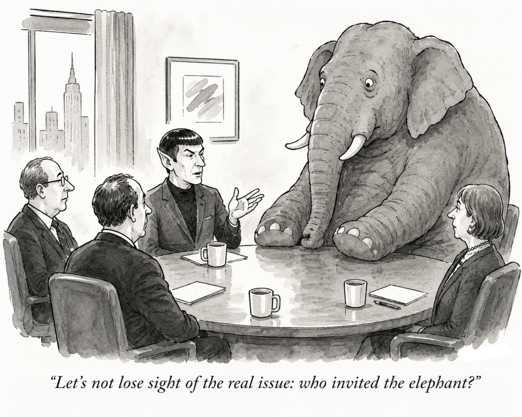Let’s not lose sight of the real issue: who invited the elephant?