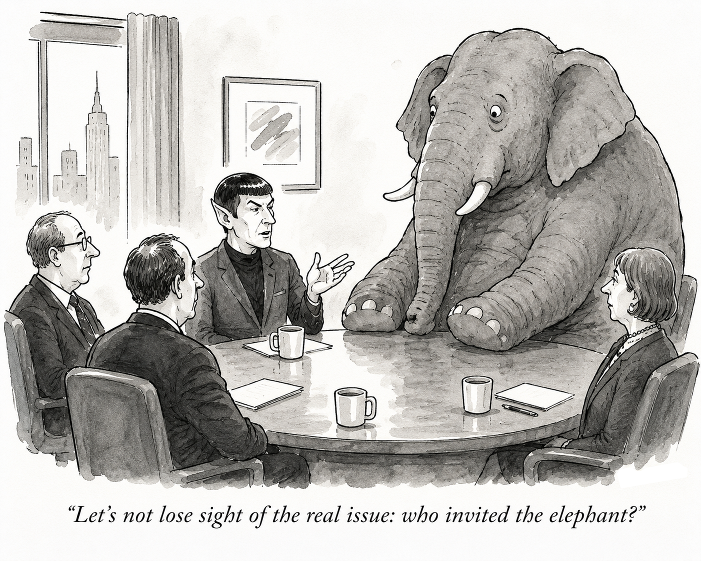 Let’s not lose sight of the real issue: who invited the elephant?